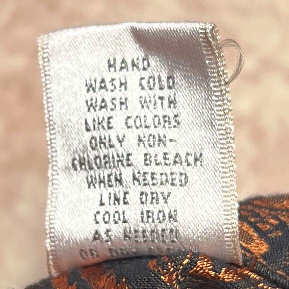 Vintage 90s Studio Works Metallic Paisley Jacket Orange Nehru Collar Button Up - Picture 6 of 8